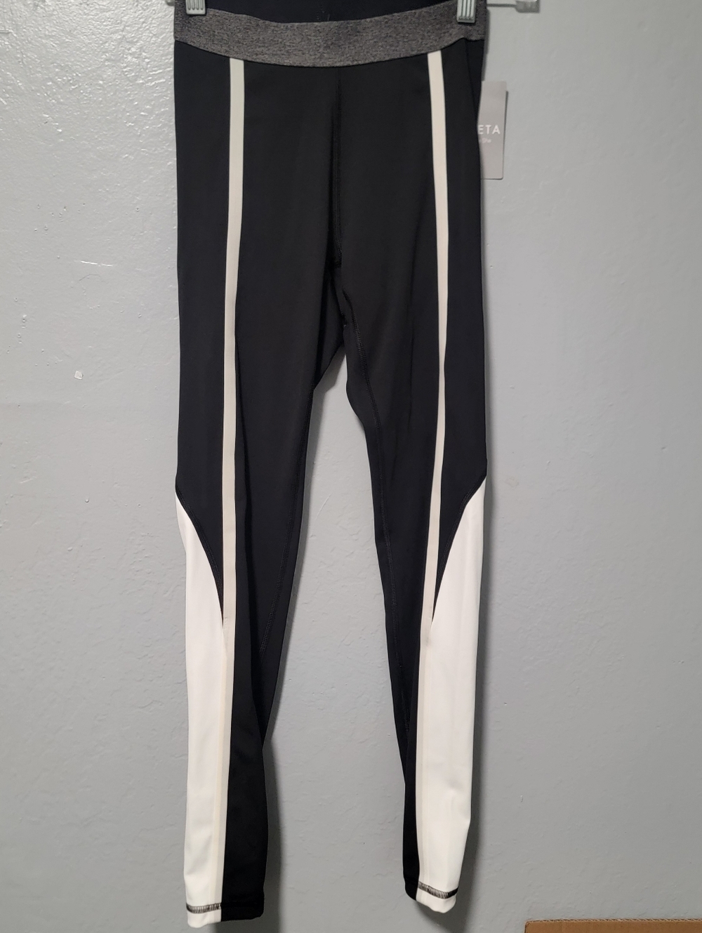 Athleta Black Leggings with Gray Heather Waistband